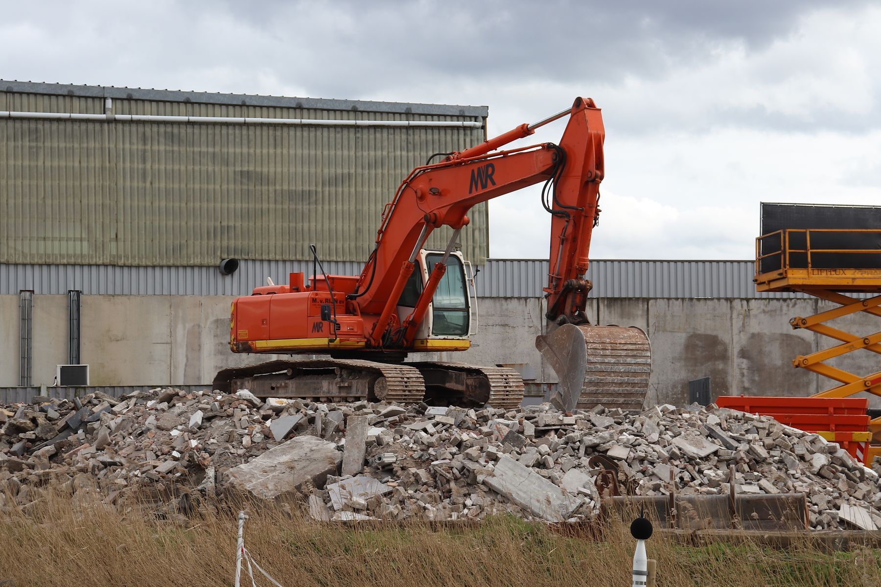 Excavator on a demolition site